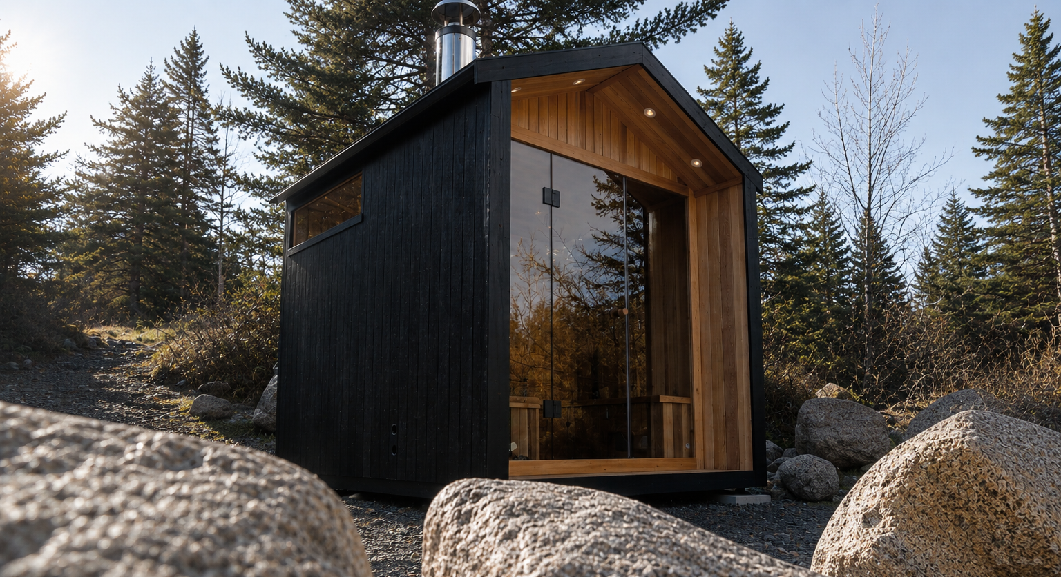Modern Outdoor Sauna in rural setting 